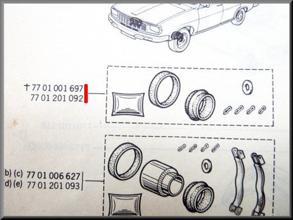 Remklauw revisie set 48 mm – Renault 12 – Renault - 16 - Renault - 18 -  OEM 7701001697