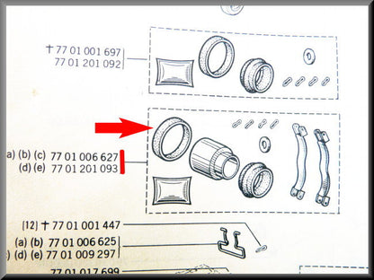 Brake caliper repair kit front 48 mm – Renault 12 – Renault 16 - Renault 15 - OEM 7701006627 / 7701001969