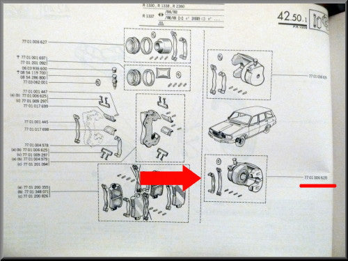 Remklauw voorzijde links – Renault 12 - Renault 15 - Renault 5  – OEM 7701006628