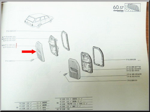 Achterlicht reflector links break – Renault 12 – OEM 7701009221