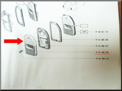 Achterlicht reflector rechts break – Renault 12 – OEM 7701009226