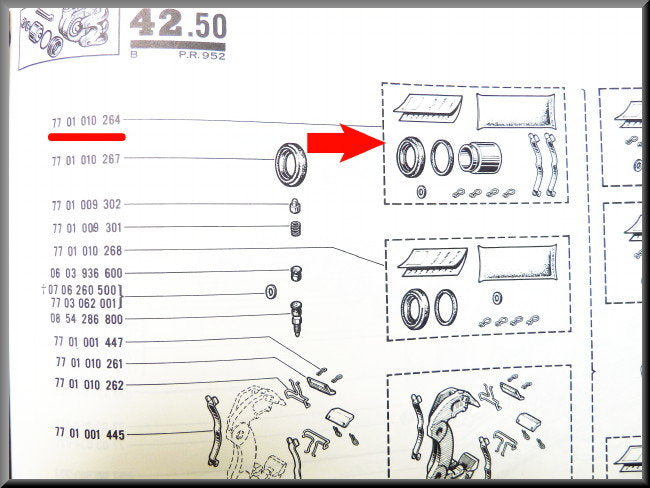 Brake caliper repair kit 54mm front – Renault 12 Gordini – Renault 16 TX (73-75) - Renault 17 - OEM 7701010264