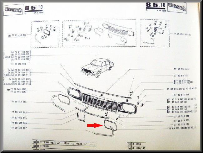 Rand om koplamp chroom – Renault 12 – OEM 7700512935