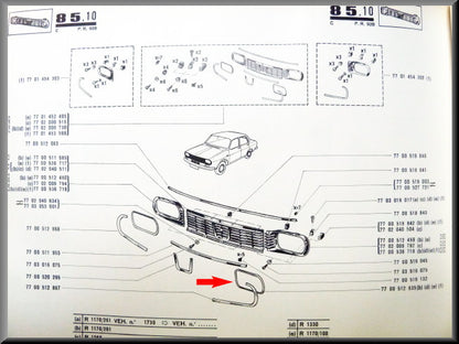Rand om koplamp chroom – Renault 12 – OEM 7700512935