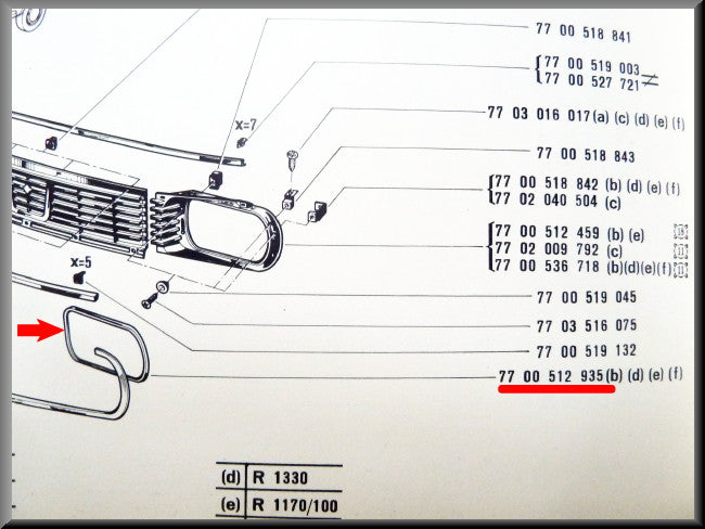 Rand om koplamp chroom – Renault 12 – OEM 7700512935