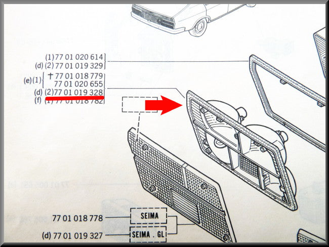 Feu arrière gauche – Renault 12 – OEM 7701019328