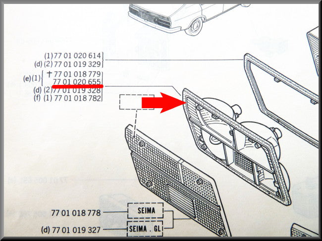 Feu arrière gauche – Renault 12 – OEM 7701020655