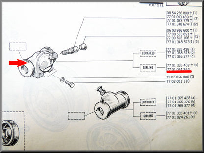 Wielrem cilinder achter rechts Girling – Renault 12 - Renault 15 – OEM 7701024262