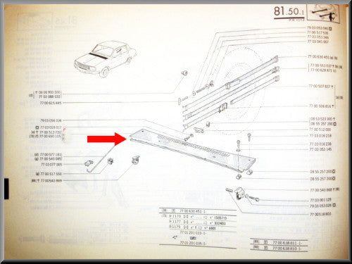 Paravanplaat  – Renault 12 – OEM 7700513731A – Used