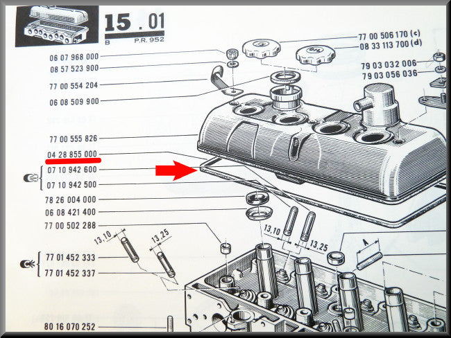 Kleppendeksel pakking – Renault 12 Gordini  - Renault 16 - Renault 17 - OEM 0428855000