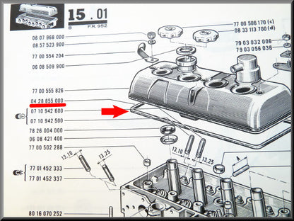 Kleppendeksel pakking – Renault 12 Gordini  - Renault 16 - Renault 17 - OEM 0428855000