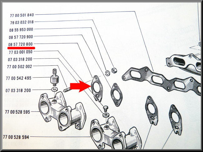 Inlaatspruitstuk pakking – Renault 12 Gordini – Renault 16 - Alpine A110 - OEM 0857720800