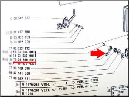 Manivelle lève-vitre – Renault 12 – Renault 16 - OEM 7700500081 – Occasion