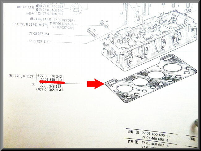 Joint de culasse – Renault 12 – Renault 15 - Renault 5 - OEM 7701348119