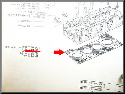 Joint de culasse – Renault 12 – Renault 15 - Renault 5 - OEM 7701348119