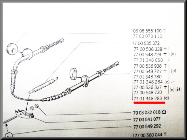Handremkabel – Renault 12 – Renault 15 - OEM 7701348283