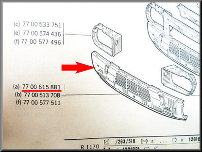 Façade inférieure – Renault 12 – OEM 7700615881 – NOS