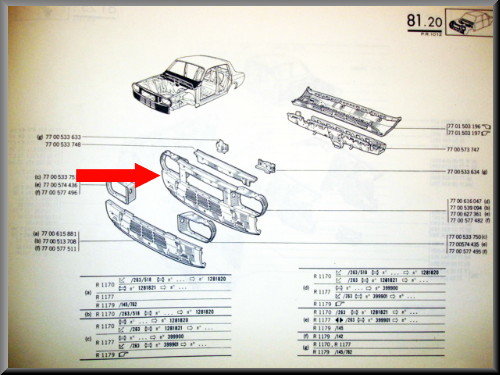 Tôle avant – face avant – Renault 12 ancien modèle - OEM 5556