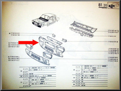 Tôle avant – face avant – Renault 12 ancien modèle - OEM 5556