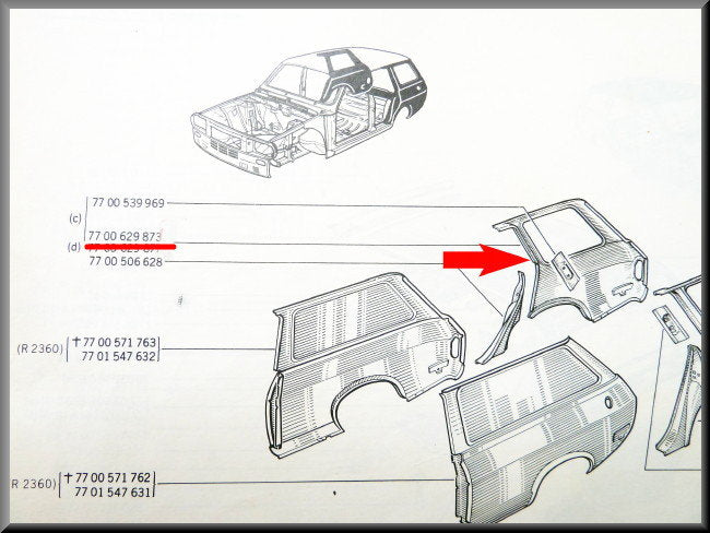 Achterscherm rechts – Renault 12 – OEM 7700629873