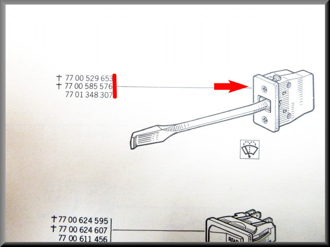Ruitenwisser schakelaar – Renault 12 – Alpine A310 - OEM 7701348307