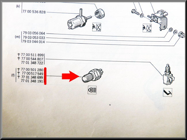 Remlichtschakelaar – Renault 12 – Renault 16 - Renault 4 - OEM 7701348722