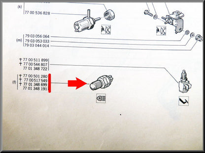 Remlichtschakelaar – Renault 12 – Renault 16 - Renault 4 - OEM 7701348722