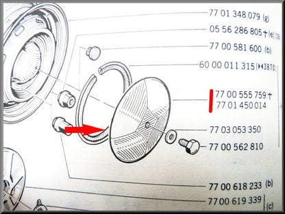 Enjoliveur chromé – Renault 12 – Renault 16 - Renault 5 - OEM 7701450014