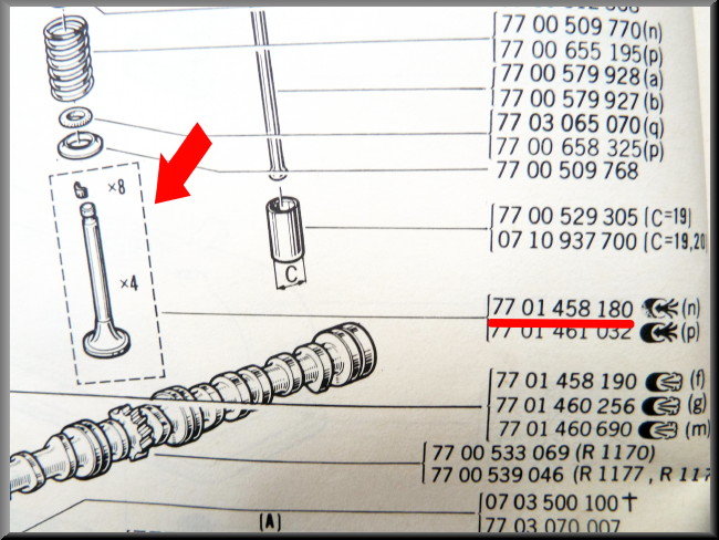 Inlet valve – Renault 12 – Renault 5 – Estafette – OEM 7701458180