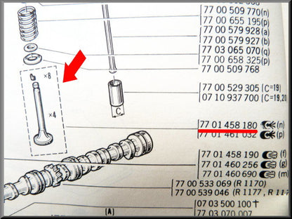 Inlet valve – Renault 12 – Renault 5 – Estafette – OEM 7701458180