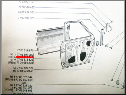 Portier rechts achter – Renault 12 – OEM 7701507980