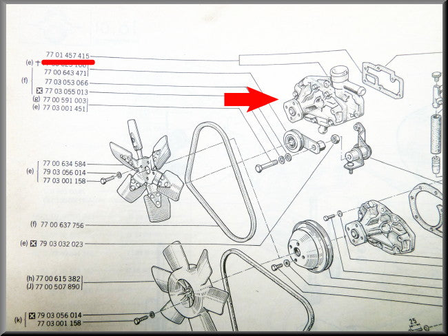 Water pump housing (excl. gaskets and bolts) – Renault 12 – Renault 15 - Renault 17 - Renault A 110 - OEM<!--en-->7701457415 / 7701538074