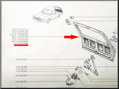 Achterklep Break – Renault 12 – OEM 7701551933