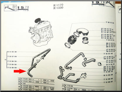 Crankcase breather hose – Renault 12 – OEM 7702005056