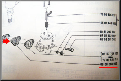 Benzinepomp plaatje met 2 pakkingen – Renault 12 – Renault 4 - Renault 5 - OEM 0608008900