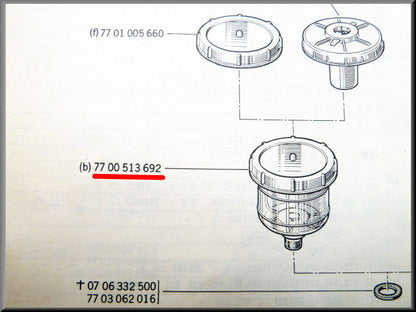 Brake fluid reservoir – Renault 12 – Renault 16 - Renault 15 - OEM 0855705200 / 7700513692