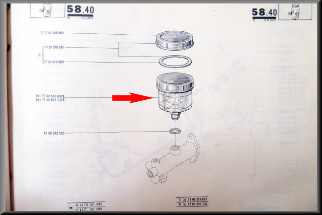 Brake fluid reservoir – Renault 12 – Renault 16 - Renault 15 - OEM 0855705200 / 7700513692