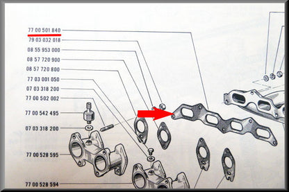 Joint de collecteur d'échappement – Renault 12 Gordini - Renault 16 - Renault Alpine A110 – OEM 7700501840