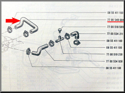 Carburetor hose – Renault 12 – Alpine A 110 - OEM 7700549684