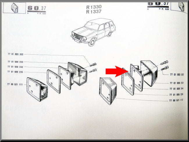 Unité d'éclairage de plaque d'immatriculation gauche – Renault 12 – OEM 7701009244