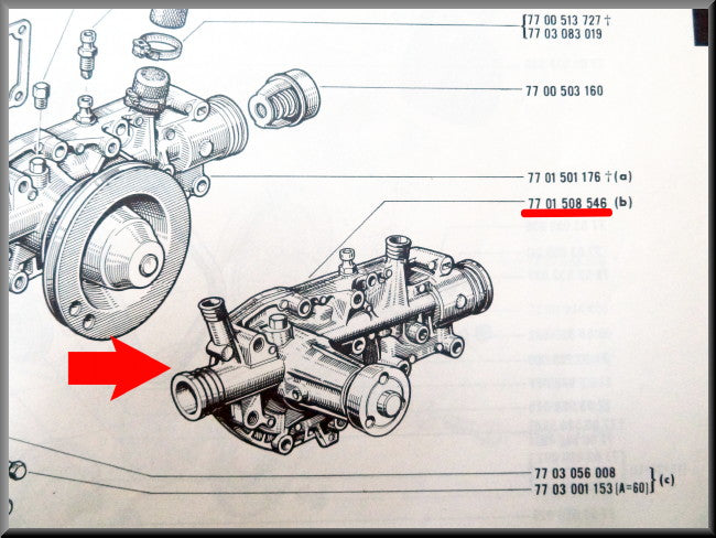Pompe à eau – Renault 12 Gordini - Renault 17 – OEM 7701457673