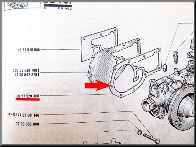 Waterpomp pakking – Renault 12 Gordini - Renault 16 - Renault 17 – OEM 7704000288 / 0857528300