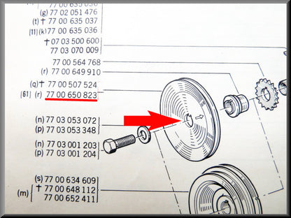 Crankshaft pulley with shims – Renault 12 – Renault 15 - Renault 17 - OEM 7700649910 / 7700650823