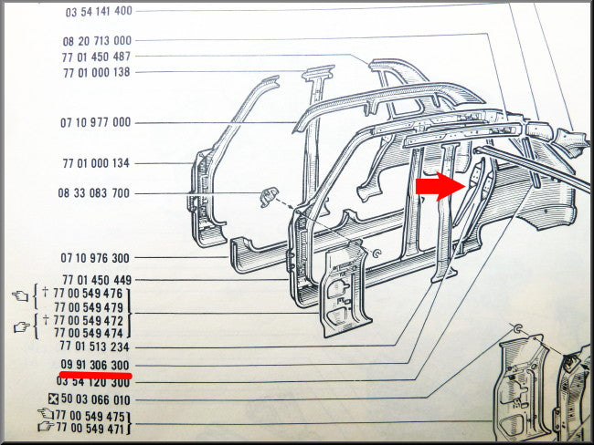 Slotplaat rechts achter – Renault 16 – OEM 0991306300
