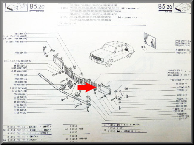Headlight frame left (plastic) – Renault 16 TL, TS >1972 – OEM 7700580996