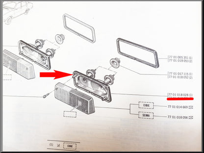 Veilleuse gauche – Renault 12 – OEM 7701018028
