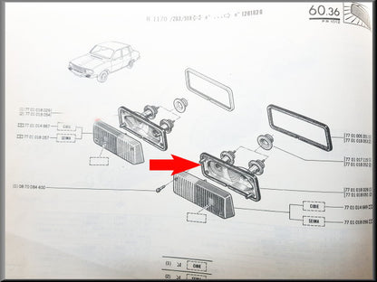 Veilleuse gauche – Renault 12 – OEM 7701018028