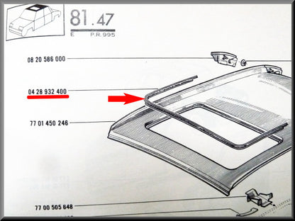 Joint d'étanchéité avec profil en acier inoxydable pour le toit ouvrant – Renault 16 – OEM 0428932400