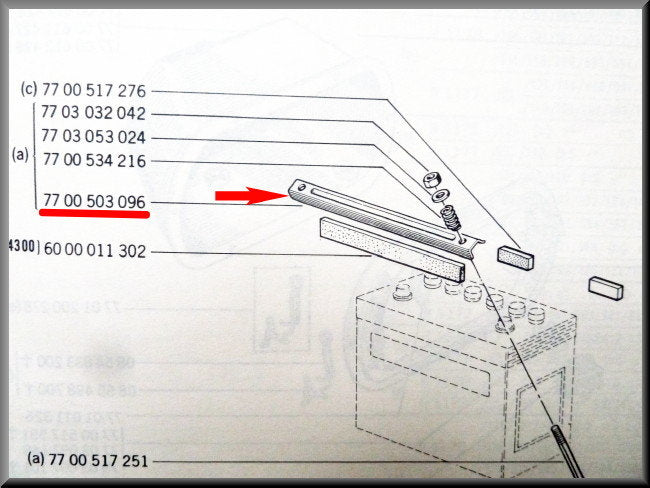 Accu bevestiging – Renault 12 – Renault 16 - Renault 17 - OEM 7700503096
