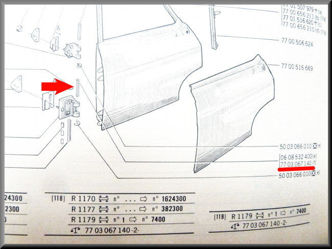 Scharnierpen lengte 75 mm – Renault 12 – OEM 7703067140